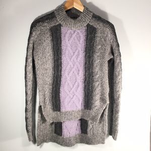 ALPACA Wool Women Crew Neck Cable Knit Long Sleeve X-Small Sweater